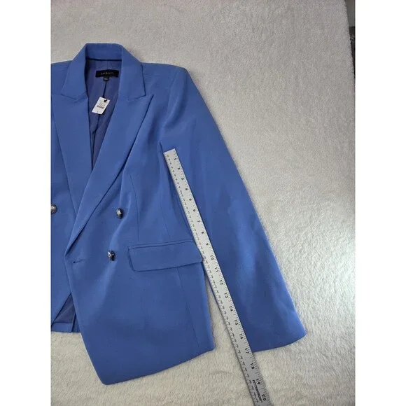 Talbots Blue Double Breasted Blazer Size 8 Silver Crest Buttons New With Tags - Picture 10 of 15